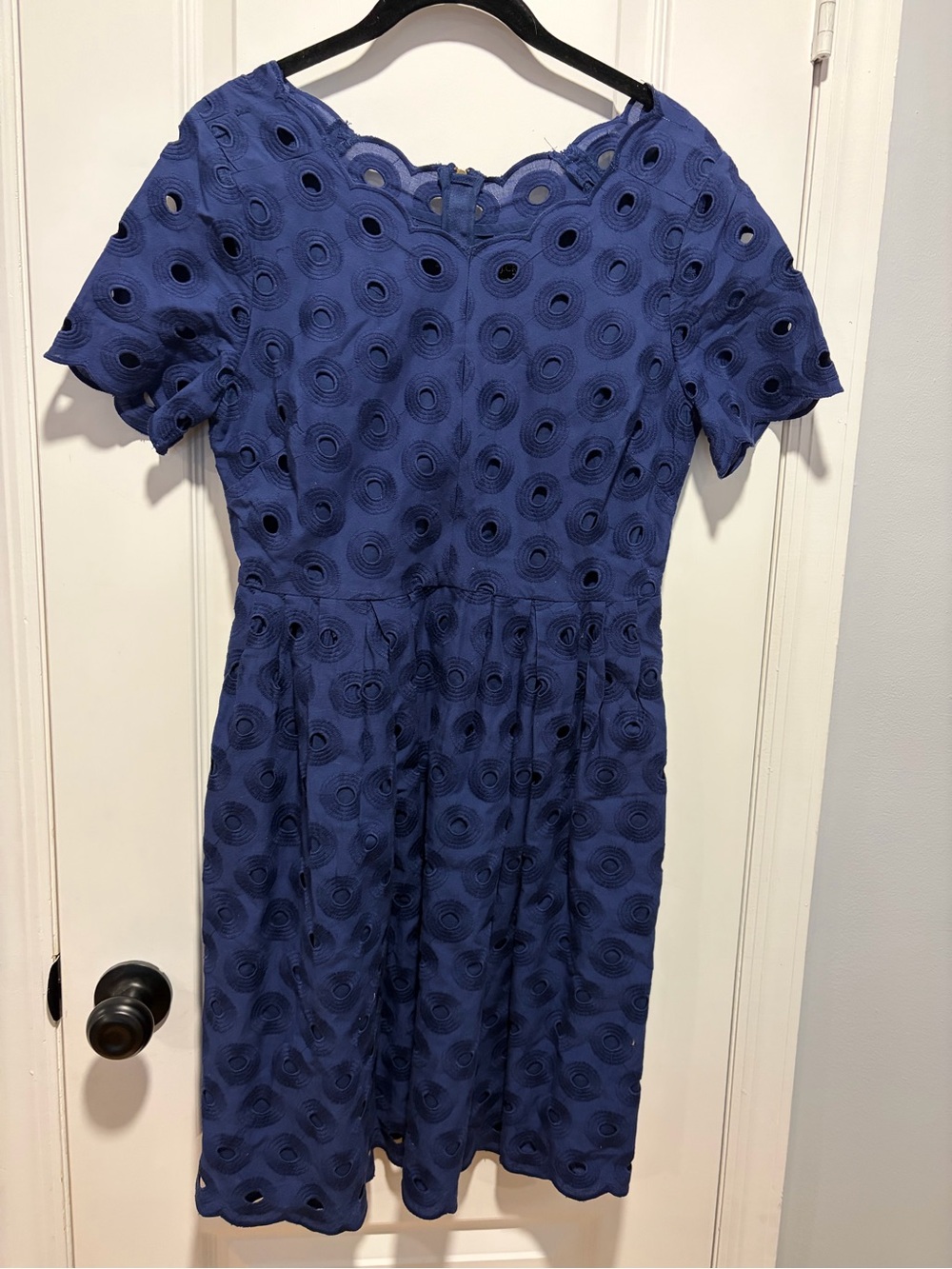 J. Crew Navy Eyelet Detail Dress